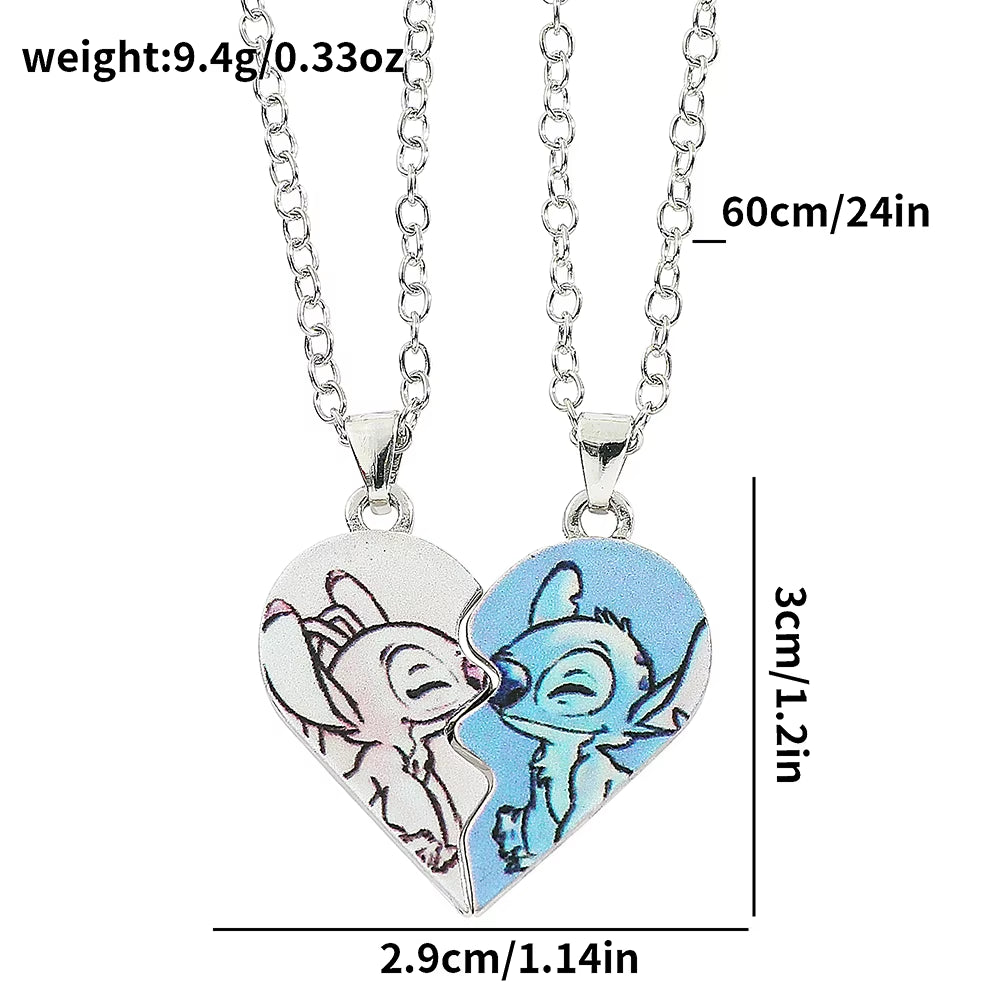 Sweethearts Stitch & Angel Matching Necklace Set