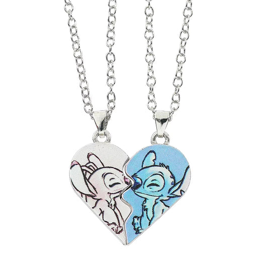 Sweethearts Stitch & Angel Matching Necklace Set