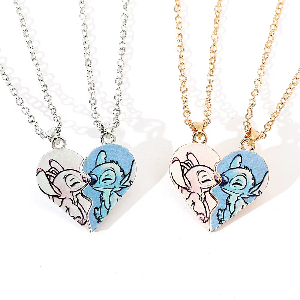 Sweethearts Stitch & Angel Matching Necklace Set