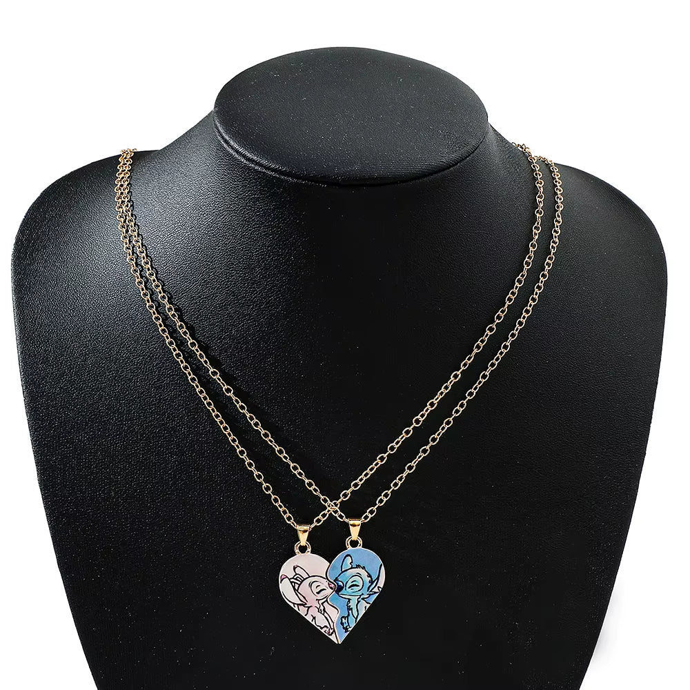 Sweethearts Stitch & Angel Matching Necklace Set
