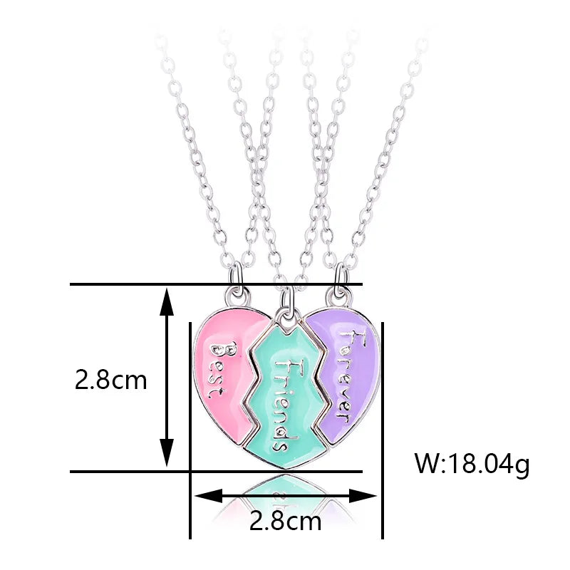 TrioBond Magnetic Heart Necklace Set (3 Besties)