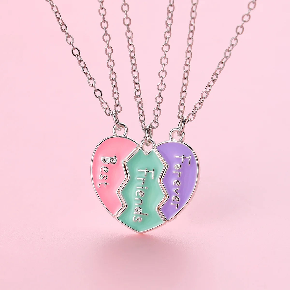 TrioBond Magnetic Heart Necklace Set (3 Besties)