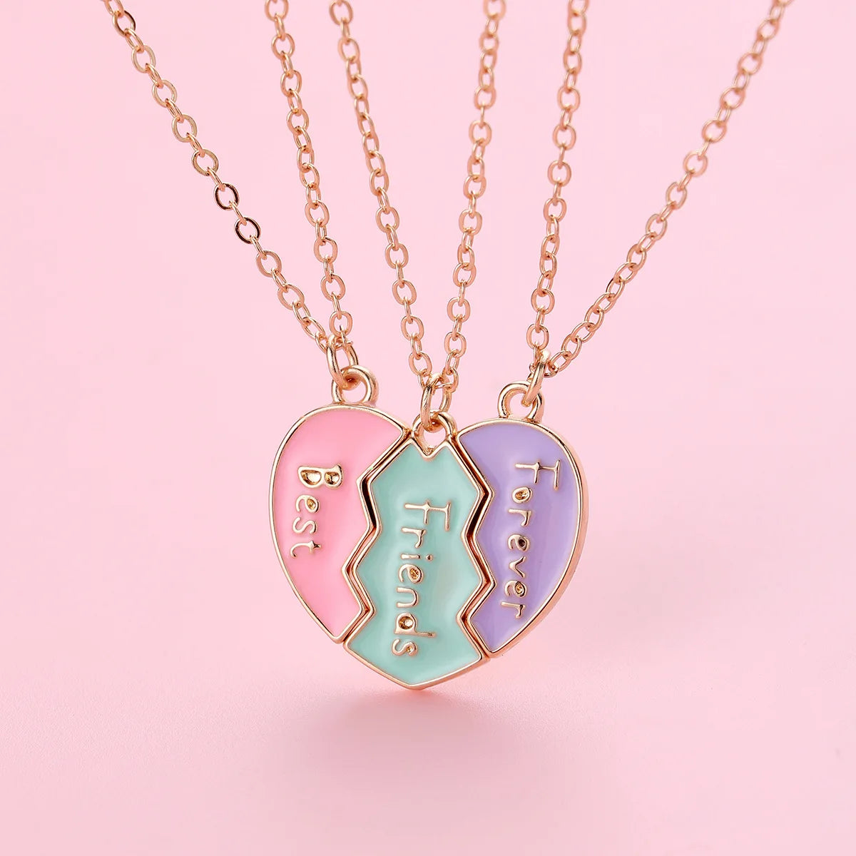 TrioBond Magnetic Heart Necklace Set (3 Besties)