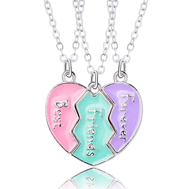 TrioBond Magnetic Heart Necklace Set (3 Besties)