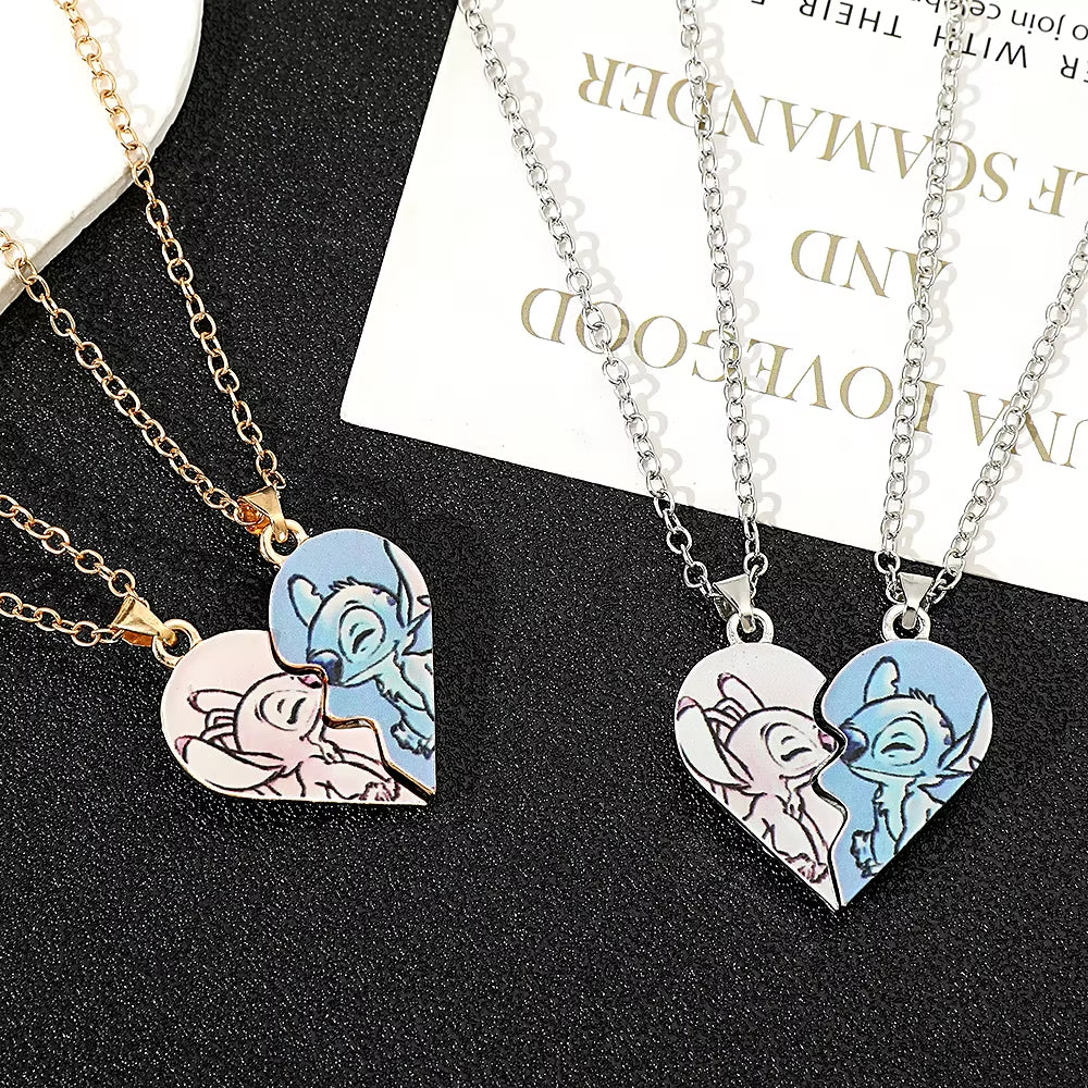 Sweethearts Stitch & Angel Matching Necklace Set