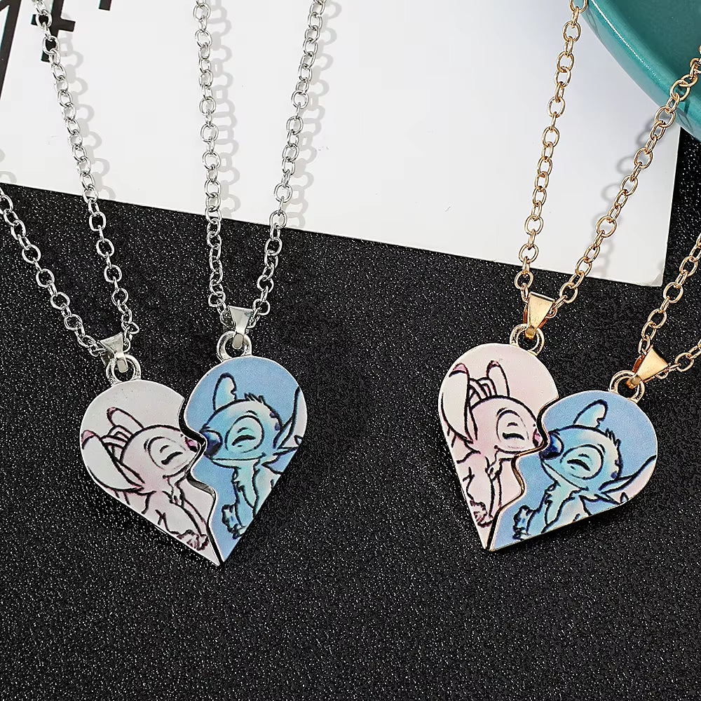 Sweethearts Stitch & Angel Matching Necklace Set
